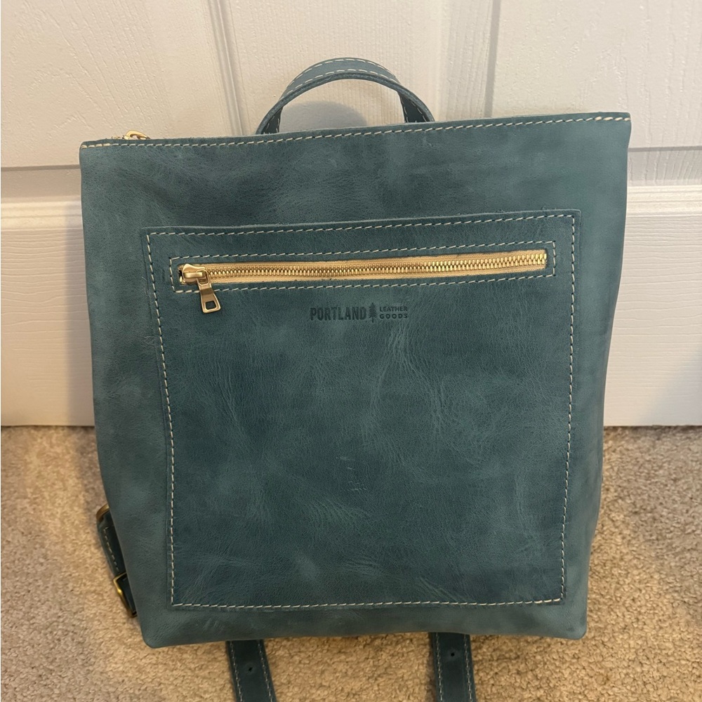 Portland Leather Goods Classic Tote Backpack in Aqua